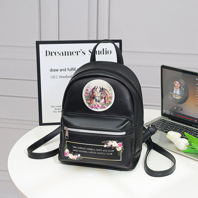 Digital Printing 3 pockets emboss PU backpack