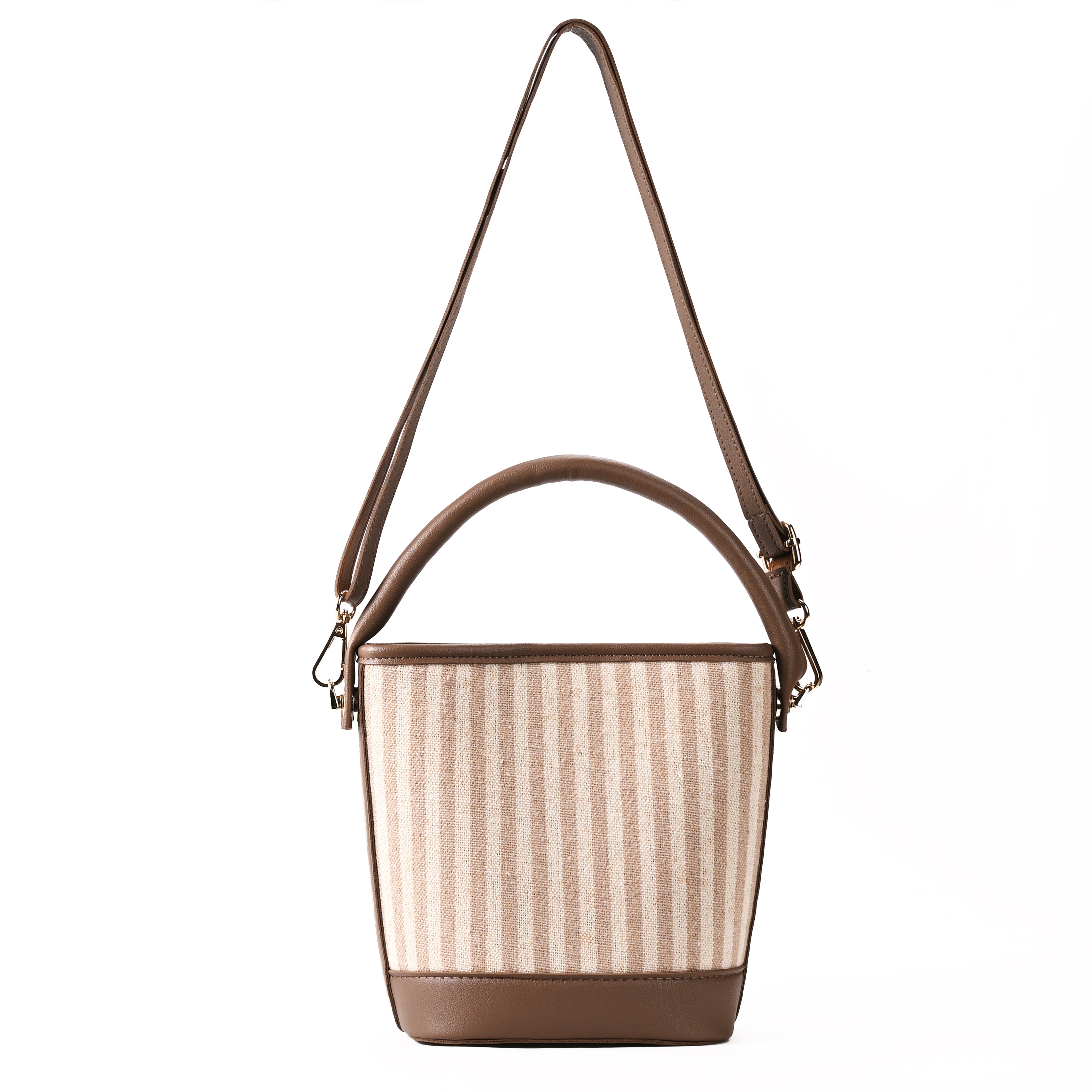 Cross body bag with black checker or brown stripe
