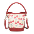 Cute Summer Printed Mini Bucket Bag for Women, Multi Pattern Top Handle Crossbody Purse, Vintage Scenery Cherry Turtle Beach Handbag