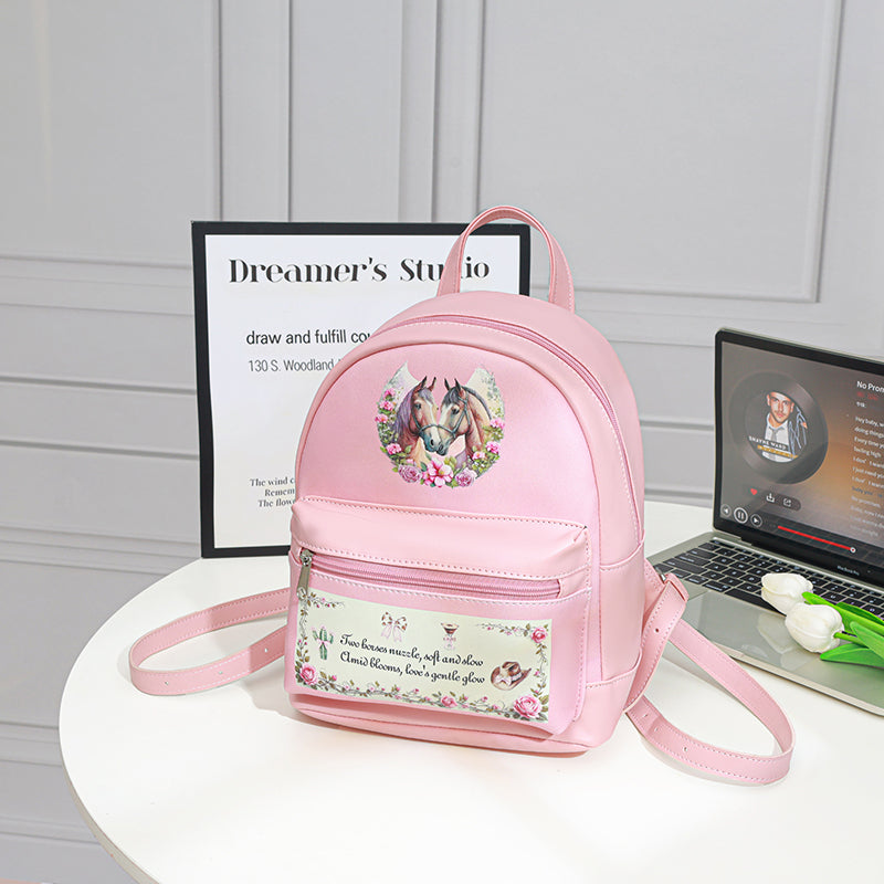 Digital Printing 3 pockets emboss PU backpack