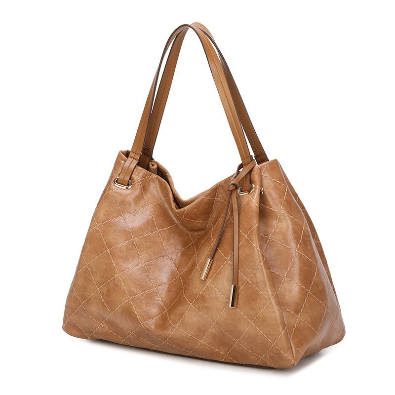 Diamond Grid Embossed Pattern Tote Bag