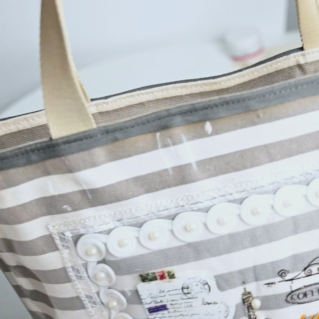 Paris Striped Shopping Bag